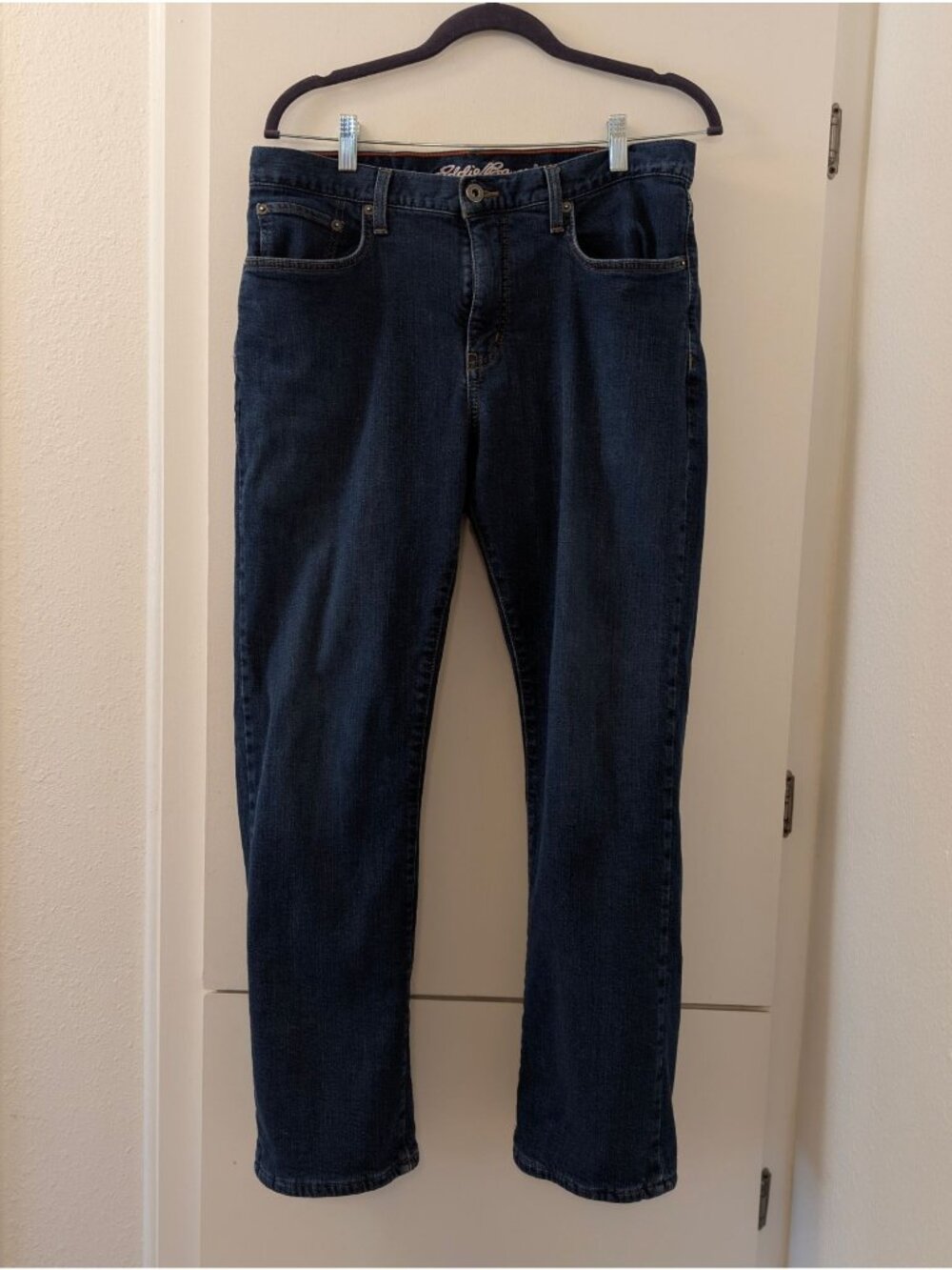 Eddie Bauer Mens Straight Fit Fleece-Lined Jeans 34x30 Blue Denim Made In Mexico